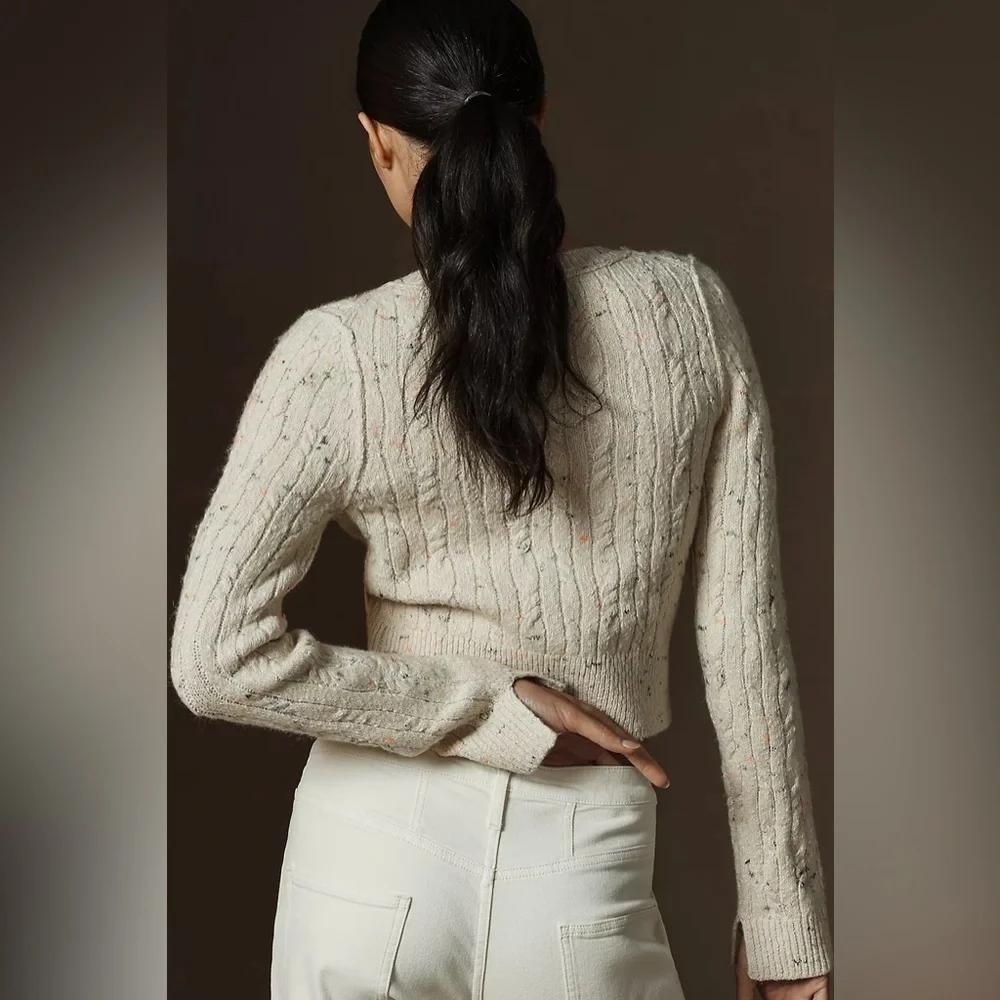 Pilcro Anthropologie Cardigan Sweater Cable Knit Preppy Sz Sm